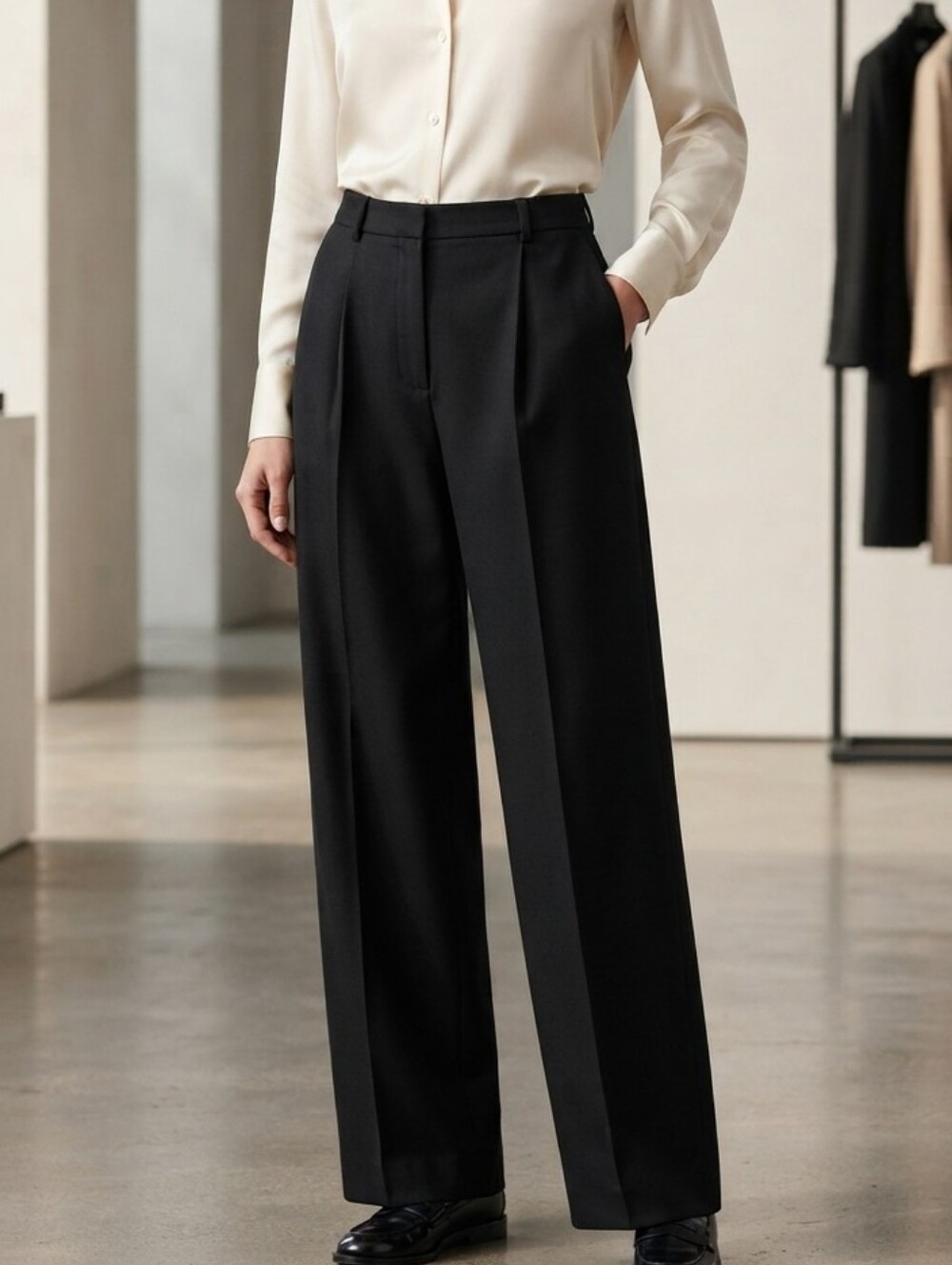 Giorgio Armani Black Pleated Wool Pants Trousers 4